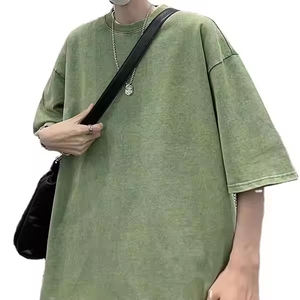 Camiseta Deportiva de Punto Ligera, Holgada y Casual con Cuello Redondo para Hombre, Estilo Oversize, Color Sólido, Lavada, 100% Algodón, ¡Gran Oferta! - Product Image 1