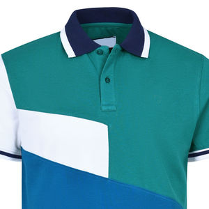 Hombre Casual 100% Algodón de alta calidad Color verde azulado Bloque Polo Manga Media Ecológico Patrón Sólido Liso - Product Image 2