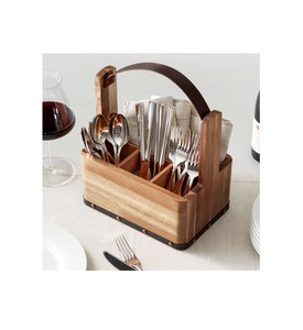 Support de rangement d'ustensiles de cuisine en bois 3 sections porte-couverts en bois de haute qualité fait à la main pour accessoires de cuisine - Product Image 4