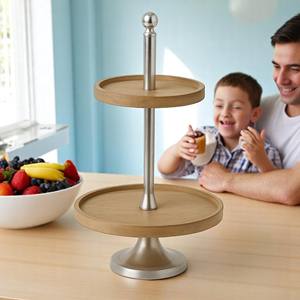 Two-Tiered Wooden <b>Cake</b> Platter Serving Tray with Farmhouse Stand Export Quality Kitchen Party Decor Signs <b>Cake</b> <b>Tools</b> - Product Image 3