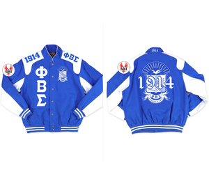 Phi Beta Sigma Fraternity Embroidery <b>Men</b> Cotton Racing <b>Jacket</b> PBS Fraternity Embroidered Greek <b>Men</b> Cotton Twill Racing <b>Jacket</b> - Product Image 1