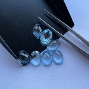 Pierres de topaze bleu ciel naturelles de 8 mm et 10 mm, taille ovale, coupe rose, cabochon, qualité AAA, certifiées IGI, pierres précieuses en vrac, vente en gros, usine - Product Image 2