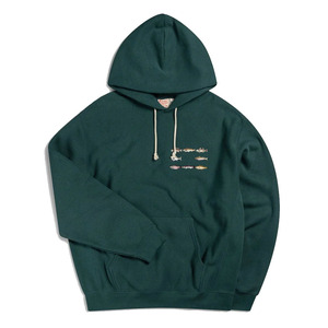 เสื้อมีฮู้ดแบบสวมหัวผ้าฟลีซหนาสีเขียวป่าสำหรับผู้ชายปักโลโก้และดีไซน์ - Product Image 4