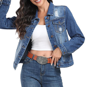 Veste en jean personnalisée durable et légère coupe ajustée pour femmes veste en denim vente en gros de vêtements de plein air confortables et décontractés - Product Image 6