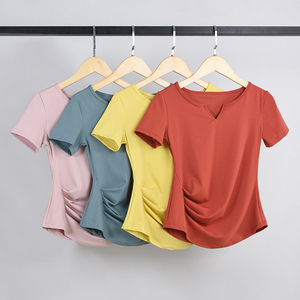 Camisetas de Fitness para correr ajustadas con cuello en V personalizadas para mujer, Camiseta deportiva de secado rápido para gimnasio y Yoga, camiseta para mujer para hombre - Product Image 2