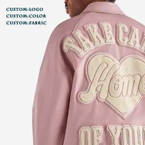 Chaquetas universitarias Estilo Vintage para hombre con parche bordado de chenilla personalizado chaquetas de béisbol y bombardero de manga de cuero al por mayor - Product Image 3