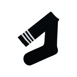 Black <b>Knee</b>-<b>High</b> <b>Socks</b> with Breathable White Jacquard Circle Pattern Knitted Nylon for Daily Use Custom Logo Design for Spring - Product Image 3