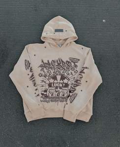 Acid Wash Hoodie Oversized Tie Dye Hombres Sudaderas al por mayor de encargo de la pantalla impresa Logotipo de goma de socorro bordado - Product Image 6