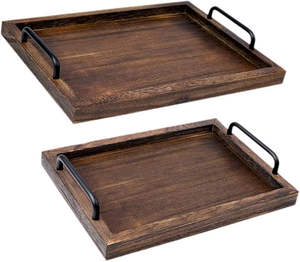 Beau plateau de service design rustique en bois l aspect naturel décoratif Technologie artisanale - Product Image 1