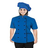 Manteau de chef à manches courtes pour femmes Fabricant de vêtements de travail de cuisine Restauration Veste de cuisine Uniformes de travail de haute qualité fabriqués en Inde