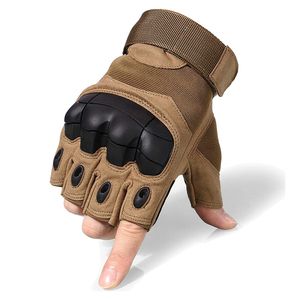 Gants de moto demi-doigt rembourrés en cuir de couleur marron, teints en tissu uni, taille et couleur personnalisées, gants de moto - Product Image 2