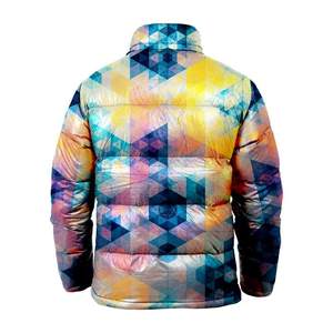 Unisex Casual Outdoor Winter <b>Jacket</b> Custom Design Sublimation Printed Puffer Hood Street Wear Bubble Style Pocket <b>Waterproof</b> - Product Image 3