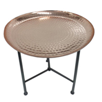 Table basse marocaine moderne avec plateau en laiton, pliable et réglable, meuble de salon avec base en bois et six pieds