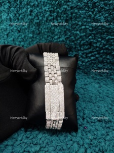 Último diseño de lujo personalizar Acero inoxidable VVS Moissanite diamante Micro ajuste Iced Out Hip Hop reloj de pulsera para hombres - Product Image 5