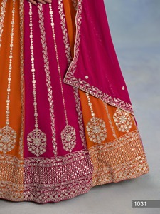 Vêtements de mariage Designer exclusif Fantaisie Élégante Nouvelle Élégance Faux Georgette Broderie Lehenga Choli À Bon Marché - Product Image 5