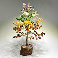 MUNTAHA AGATE Arbre de Feng Shui en pierres précieuses naturelles, fait main, pour les sept chakras, qualité supérieure 700, décoration d'intérieur portable