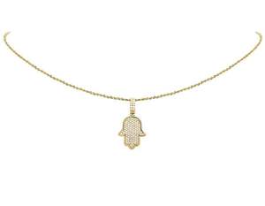 925 Plata hombres mujeres Iced Out redondo Moissanite diamante Hamsa mano colgante con chapado en oro joyería fina y dijes - Product Image 3