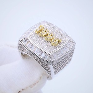 Bague en diamant de taille ovale en or jaune 18 carats Bague en diamant de laboratoire CVD Bague en diamant Hip Hop en argent 925 de haute qualité pour unisexe - Product Image 3