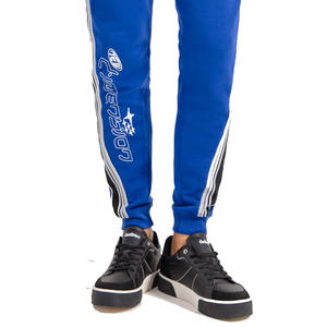 กางเกงวิ่งออกกำลังกายสีน้ำเงินสำหรับผู้ชายพิมพ์ลายแถบข้างแบบลำลองมีสไตล์พร้อมเอวรูด - Product Image 3