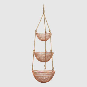 Panier suspendu à 3 niveaux plaqué cuivre, panier de fruits en fer forgé, panier de ferme, panier de rangement, panier polyvalent - Product Image 3