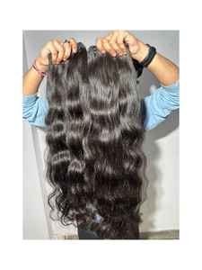 Extensions de cheveux humains indiens bruts non traités cuticules alignées style vague naturelle cheveux vierges type de trame plate - Product Image 5