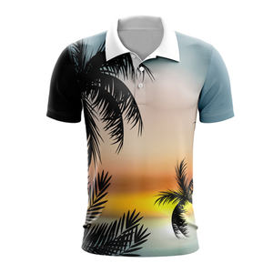 Polo de golf floral sublimado impreso con logotipo personalizado OEM 100% poliéster de secado rápido rendimiento ropa de golf polos - Product Image 1
