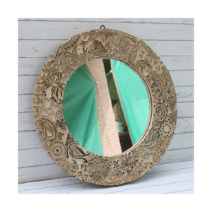 Espejo redondo de madera recuperada, diseño moderno antiguo grande para decoración de pared de baño, pasillo de Hotel y elección de Comprador comercial - Product Image 5