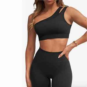 สปอร์ตบราพาดไหล่ข้างเดียวแบบทันสมัยระบายอากาศได้สวมใส่สบายสำหรับยิมโยคะหรือกิจกรรมกลางแจ้งสไตล์เรียบง่ายไซส์ใหญ่พิเศษ - Product Image 6