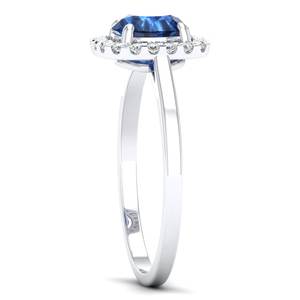 แหวนพลอยไพลินสีน้ำเงินทรงกลม 1 กะรัต REYES ขายดี ทำจากเงินแท้ 925 พร้อมใบรับรอง GRA ประดับด้วยมอยส์ซาไนต์ สำหรับผู้หญิง - Product Image 3