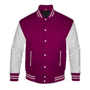 Logo personnalisé Laine Chenille Broderie Baseball Letterman Vestes Hommes Vintage Blanc En Cuir Manches Varsity Veste - Product Image 1