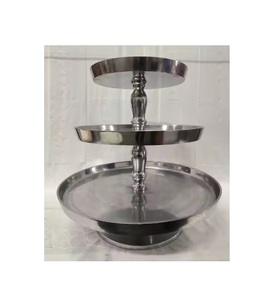 Présentoir à gâteaux en argent pour artisanat en métal Présentoir à gâteaux de style américain fait à la main Plateau à desserts pour boulangerie - Product Image 3