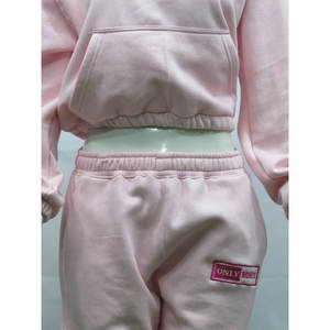 Ensembles de survêtement rose personnalisé Sweat à capuche et pantalon de survêtement pour femme Ensemble polaire 100% coton deux pièces - Product Image 3
