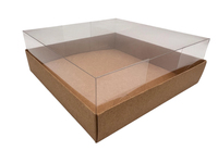Premium Feiertags-Lebensmittel-Geschenkboxen mit Klarsichtdeckel, Goldfolie, Mehrfarbigen Böden DIY Flachpack 6 X 6 X 2 Zoll