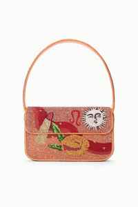 Sacs à bandoulière bordeaux perlés, broderie style vie de campagne, sac à main en perles de verre, pochette fantaisie pour femme, sac à main à franges, motif animaux de la ferme - Product Image 4