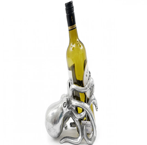 Porte-bouteille en métal argenté en forme de pieuvre. Design artistique de la faune marine. Qualité supérieure disponible à prix de gros. - Product Image 1