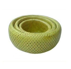 Handmade Bamboo Storage Basket 100% Natural Foldable <b>Circle</b> Shape Kitchen Organizing <b>Tray</b> Ready to Ship - Product Image 1