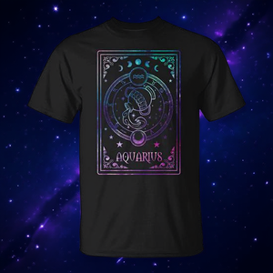 Camiseta del Zodiaco de Acuario con Tarot, Febrero, y Características Astrológicas para Fines Promocionales - Product Image 3