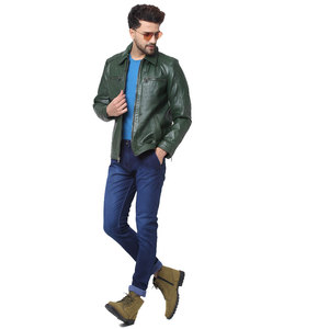 Men's High Street Style <b>Winter</b> <b>Leather</b> <b>Jacket</b> Stand Collar Zipper Closure Front Plain Dyed OEM Service Windproof Eco-Friendly - Product Image 5