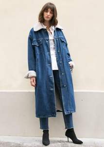Veste en jean longue classique pour femmes Chic surdimensionné palangre polyvalent genou à la mode superposition essentiel Vintage Streetwear - Product Image 5
