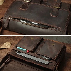 2025 venta al por mayor personalizado cuero genuino cremallera reutilizable moda impermeable Unisex alta calidad gran capacidad mensajero - Product Image 4