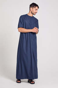 Thobe / Thawb venta al por mayor de alta calidad árabe de los hombres Thobes Eid Abaya manga corta Thobe musulmán de gran tamaño Abaya para hombres - Product Image 6