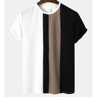 T-shirt en coton pour homme, color block, multi- Rayures, manches courtes, décontracté, fabricant OEM, usine, logo personnalisé