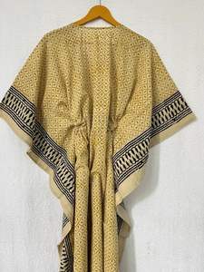 ผ้าฝ้ายอินเดียทำด้วยมือชุดคลุมยาวคอวียาวสำหรับใส่ไปงานเลี้ยงพิมพ์ลายด้วยมือยาวคลุมพื้น - Product Image 5