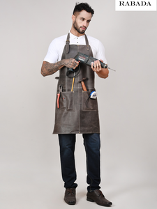 Rabada ผ้ากันเปื้อนแขนกุดหนังสีน้ำตาล LA9/ดำเป็นมิตรกับสิ่งแวดล้อมกันน้ำระบายอากาศได้อเนกประสงค์1-4กระเป๋า - Product Image 3