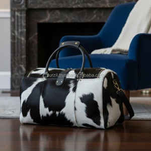 Sac de voyage léger en cuir véritable fait main avec fermeture éclair, grande capacité, fourrure intégrée, fournisseur OEM Pakistan LHODB-0066 - Product Image 6