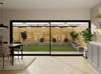 Diseño panorámico de ventanas corredizas de aluminio negro de estilo moderno personalizado Prima con bloqueo multipunto