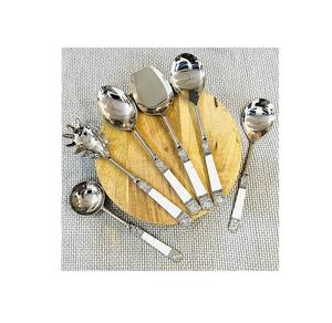 Ensemble de cuillères à salade de luxe en acier inoxydable avec poignée en laiton 6 pièces pour la cuisine, la salle à manger et l'hôtel - Product Image 3