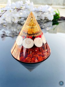 เครื่องกำเนิดความมั่งคั่ง70-75มม. ทรงกรวยพีระมิด gomati จักระแกะสลักด้วยมือควอตซ์เสาอากาศเพื่อความเจริญรุ่งเรืองจากอินเดีย - Product Image 5