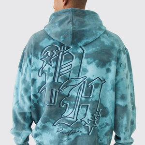 Sudadera gráfica de lavado ácido de peso pesado para hombre hecha a medida Sudadera con capucha estampada informal de invierno con patrón sólido Ropa de calle vintage - Product Image 3