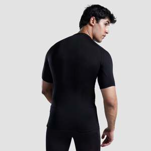 GA 2.0 Performance Compression Slim Fit Knitted Exercise Top Black Short Sleeves Lightweight 200 Grams Screen Print Low MOQ - Product Image 2